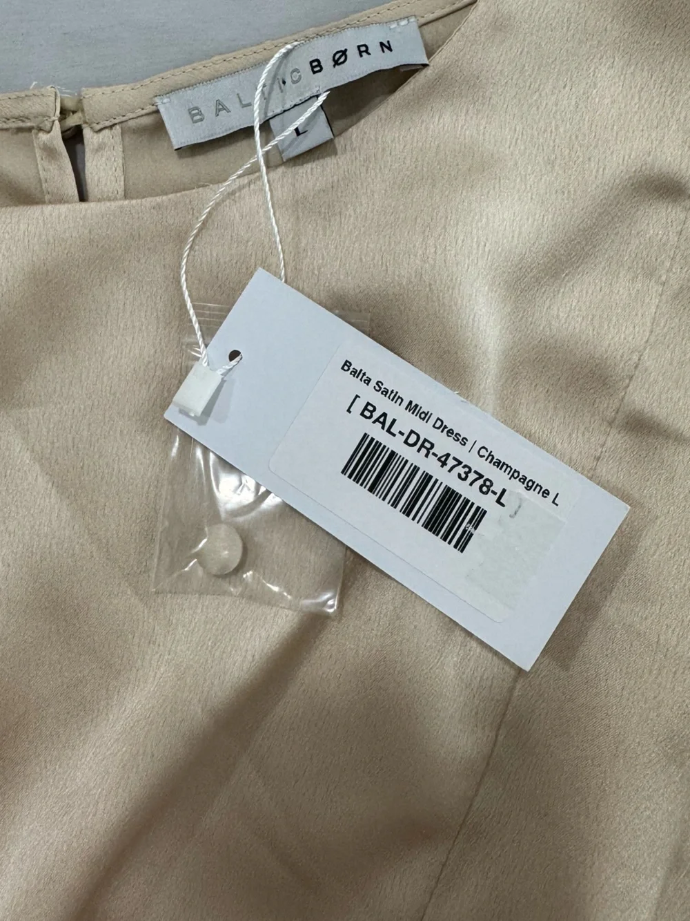 NWT Baltic Born Balta Satin Midi Dress Champagne Large